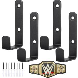 4 Pcs Wrestling Belt Wall Display Holder, Championship Wall Mount Organizer, Perfect for WWE Belt Hanger for Adults & Kids, Secure Wall Rack for Wrestling Championship Belt Display Case