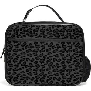 Large Lunch Box, Insulated Reusable Lunch Bag with Water Bottle Holder Portable Waterproof Leakproof Lunch Tote Bag Cute Lunch Box for School Picnic Travel Back to School (Leopard)
