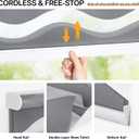 LazBlinds No Drill Cordless Zebra Blinds for Indoor Windows, Dual Layer Light Control Roller Shades for Day and Night, Light Filtering Sheer Shades for Home, 20" W x 48" H, Grey