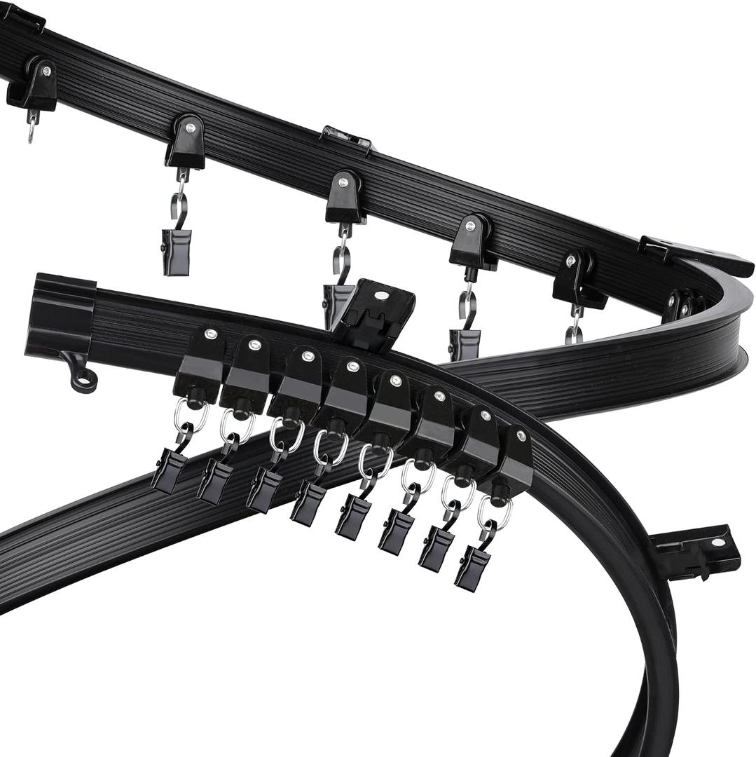 Black Flexible Bendable Ceiling Curtain Track, Curved Ceiling Track for Curtains, Room Divider Ceiling Track Rail System(5 m/ 16.4 ft)
