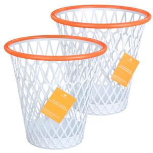 MORNING SUN 2 PCS Basketball Trash Can,Wastebasket,Basketball Gift,4.5 Gallon,Size11 x11 x12,Basketball-Themed Trash Can,Garbage Can,Basketball Net Waste Basket for Office,Bedroom,Gym,Sport Party