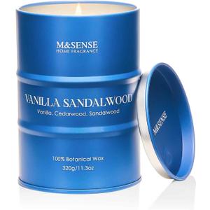 M&SENSE Vanilla Sandalwood Scented Candles Natural Non Toxic, Aromatherapy Candle for Stress Relief Meditation Relaxing, Housewarming Gifts for Women Men, 11.3oz 70 Hour Long Burning