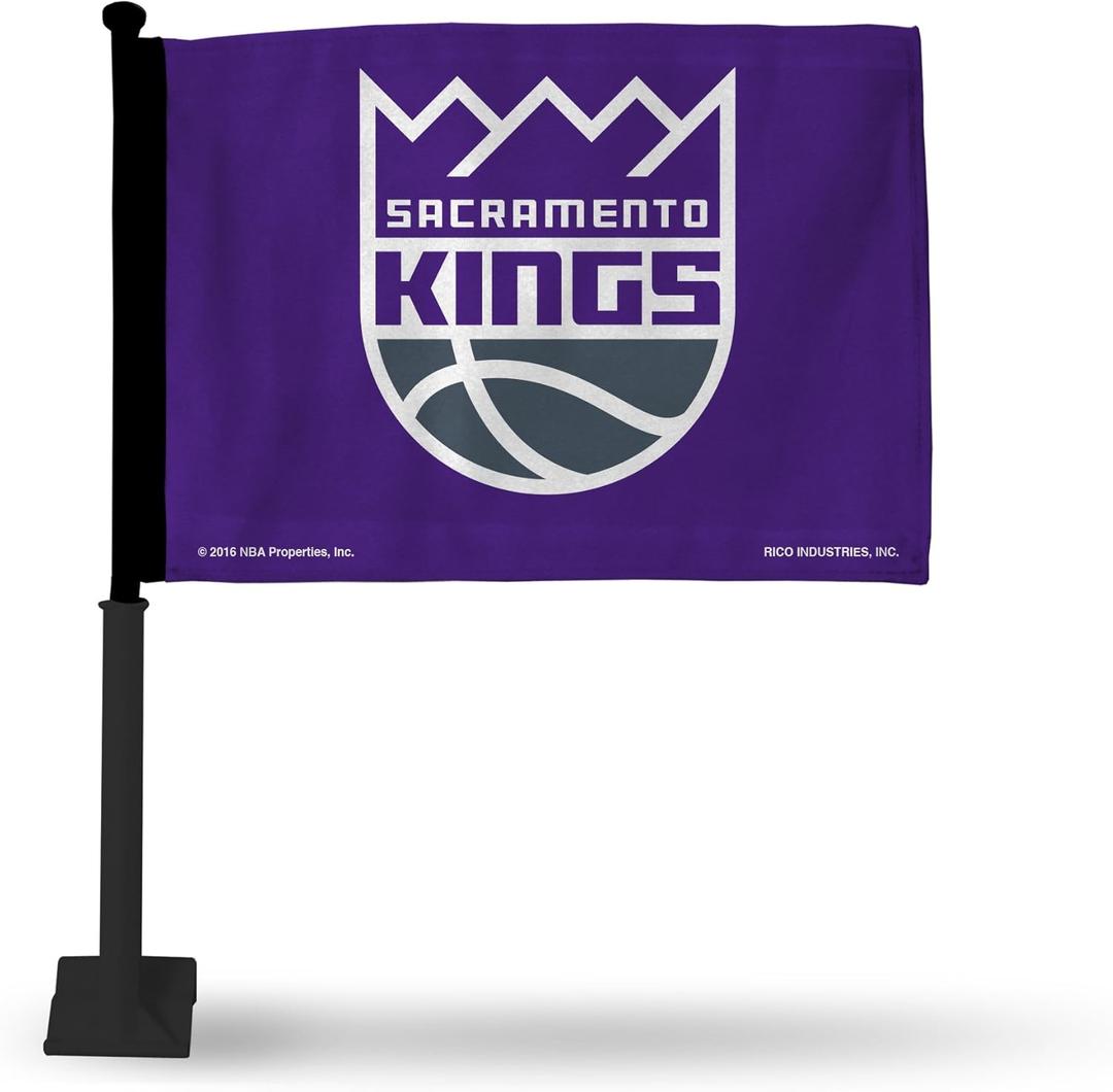 Rico Industries NBA Double Sided Car Flag - 16" x 19" (Black Pole)