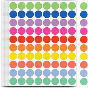 1600 PCS Printholic Colored Dot Stickers, 10 Color Circle Price Stickers, 3/4 Inch Round Color Coding Labels for Office, Home, Teaching Events, Garage Sales - 20 Sheets