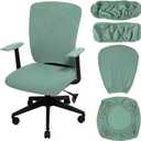Tallew 4 Pcs Office Chair Covers Set Computer Universal Protective Stretchable Chair Seat Covers Desk Armrest Slipcovers Pads Office Cushion Backrest for Rotating (XL,Pea Green)