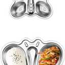 2-Piece Stainless Steel Divided Plates, Stainless Steel Plates for Kids, Butterfly-Shaped 4-Section Lunch Trays, easy to clean, Suitable for Home, Camping, Picnics and Parties  (Butterfly B)