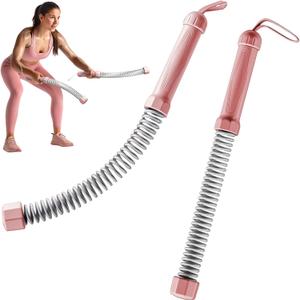 2PCS Weighted Ropeless Battle Ropes, 3.5 lbs in total, Heavy Duty Workout Rope for Home Gym with Training Poster, Portable Workout Rope for Strength Training, HIIT, Cardio, Non-Slip Grip, Fitness Equipment for Men & Women (Pink)