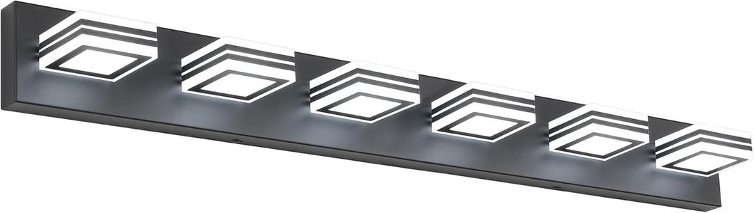SOLFART Modern LED Dimmable Bathroom Light Fixtures Over Mirror Led Vanity Lights Modern Black LED 6 Light Vanity Light Matt Black-Dimmable