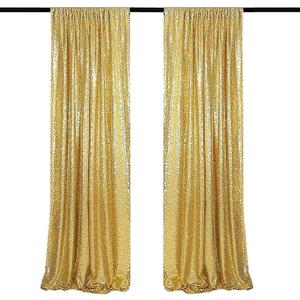 Gold Sequin Backdrop Curtains 2 Panels 2FTx8FT Glitter Gold Drapes Photo Backdrop Party Wedding Baby Shower Curtain Sparkle Photography Background