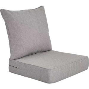 Outdoor Deep Seat Cushion Set 22 x 24 x 5 Inch Waterproof & Fade Resistant Patio Cushion for Chair, Sofa, and Couch with Removable Cover and Ties,Light Grey