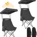 YOUNG WOOD Portable Camping Chair Beach Chair with Shade Canopy, Fold Lightweight Oversized for All, Easy to Open, Close Without Installation, Side Pocket Design for All Outdoor Activities, Black, 2pack