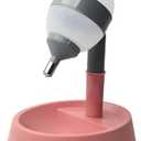 NACOCO Pet Standing Water Dispenser Cat Dog Standing Bowl with Detachable Pole Automatically Feeding Water Height Adjustable(Grey-Pink)