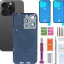 Back Glass Replacement for iPhone 15 Pro(6.1 inches,Black Titanium) Integrated Glass & Wireless Charging Repair Tools are Included