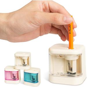 YPLUS Electric Pencil Sharpener for Kids, Super Portable Small Colored Pen Sharpeners, Automatic Mini Sharpener for Classroom,Stocking Stuffers for Kids Toddler - White