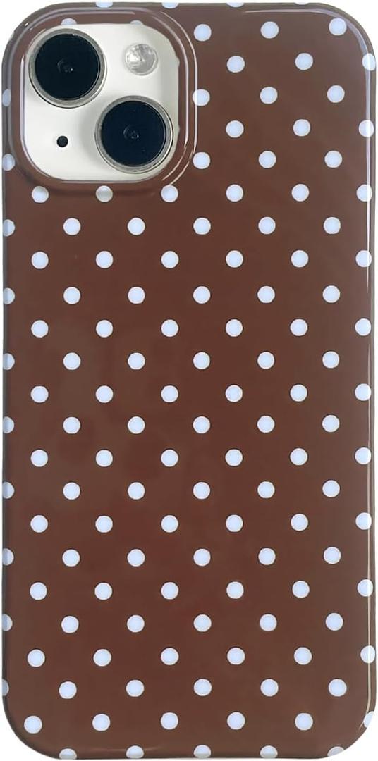 Brown Polka Dot Phone Case for iPhone 14/13 6.1in,Retro Vintage Cute Aeshtetic Classic Minimalist Chic Pattern Protective Cover for Girls Women