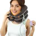 Cervical Neck Traction Device for Home Use Pain Relief,Neck Stretcher,Inflatable Support Neck Brace Adjustable,Neck Stress Relief&Relaxation Metal Valve TPU Liner with Air-Tightness(Dark Gray)