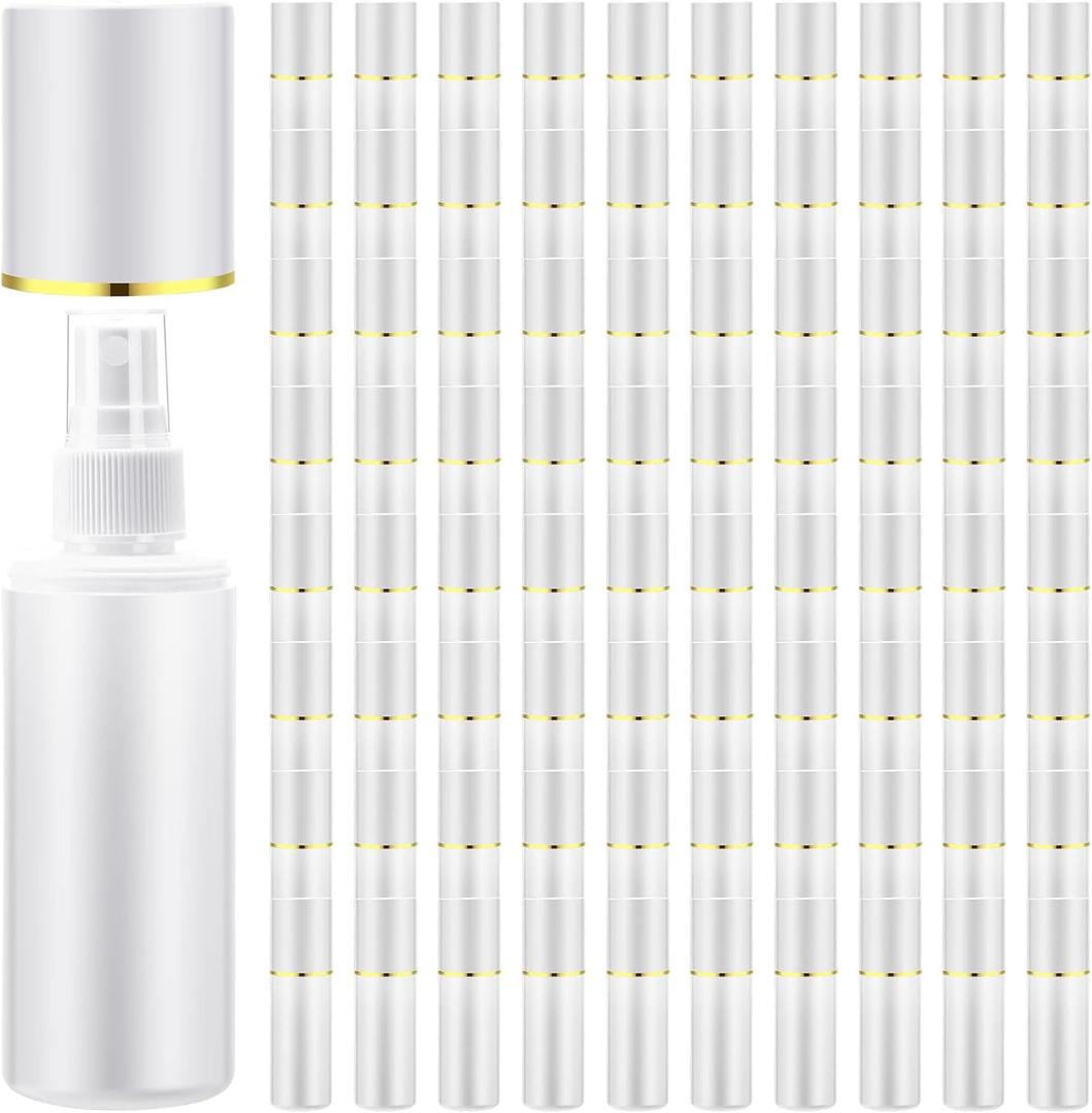 80 Pack 2 oz Plastic Spray Bottles Fine Mist Travel Spray Bottles with Pump Cap Double Cap Refillable and Reusable Empty Plastic Containers for Travel Cosmetic Essential Oils Perfume (White)