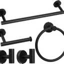 Matte Black Bathroom Towel Bar Set, 5-Piece Stainless Steel Hardware Bathroom Accessories, 16" Towel Racks for Bathroom Walls