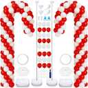 Soulchen 2 Sets 8.2 ft Adjustable Christmas Balloon Column Stand Kits Candy Cane Balloon Arch with Metal Tube Red and White Balloons for Christmas Holiday Decorations Candy Themes Party Supplies