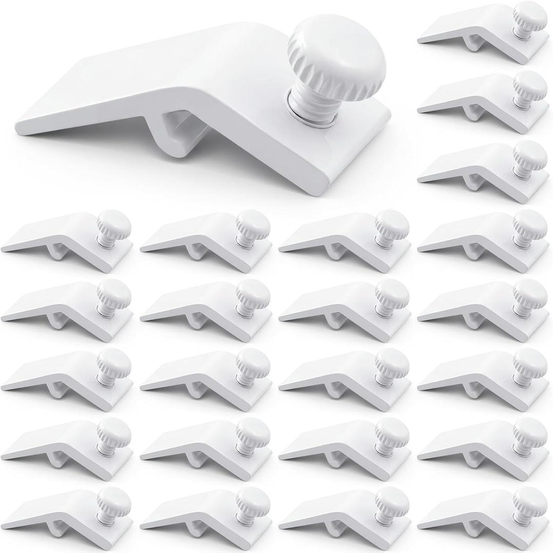 Blulu 24 Pcs Storm Door Panel Clip with Screws 5/16" Offset Aluminum Storm Window Clips Screen Door Hardware (White)