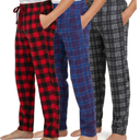 Real Essentials 3 Pack: Boys' Fleece Pajama Pants Soft PJ Bottoms for Kids Youth Teens Sleepwear, 3XL