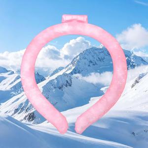 2 x Reusable Neck Cooling Tube, 28℃ Natural Freezing TPU+PCM Cooling Neck Collar, 30‑120 Mins Long Lasting Heat Relief for Summer Outdoor Sports, Pink for Adults