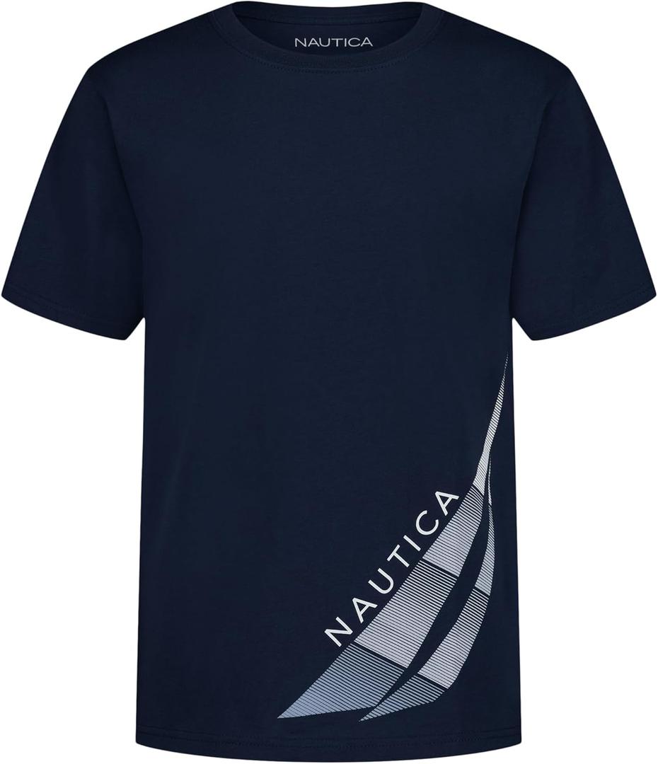 Nautica Boys' Short Sleeve J-Class Logo Crew Neck T-Shirt, Soft, Comfortable, Relaxed Fit (18-20)
