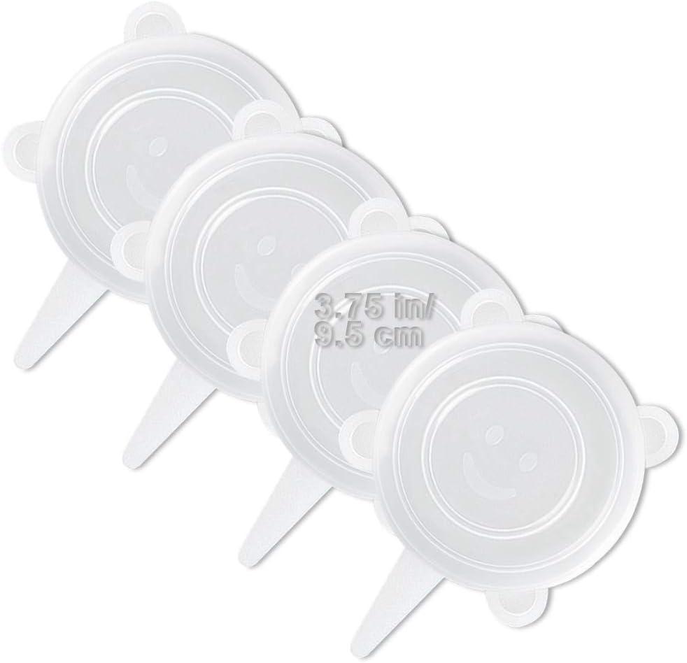 LELE LIFE 4 Pack Same Size Silicone Stretch Lids, Thicker Reusable Sturdy Silicone Container Cover, Expandable Food Storage Covers, Dishwasher and Freezer Safe, 3.75in(9.5cm)