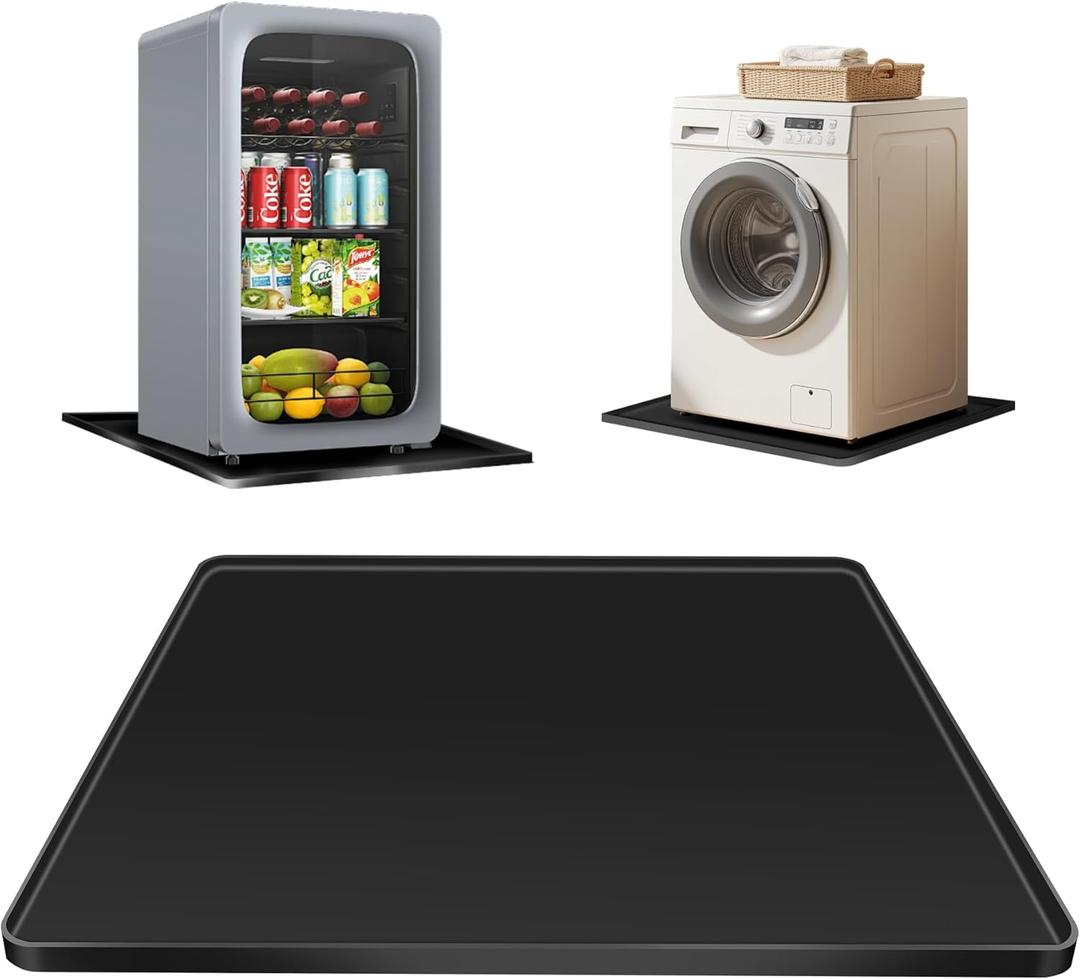 ToLanbbt Mini Fridge Silicone Mat - 20" x 20" x 0.6" Mini Fridge Drip Tray Under Refrigerator Mat Carpet Floor Protector, Leak-Resistant Portable AC Pan for Washing Machine Dishwasher Dryers, Black