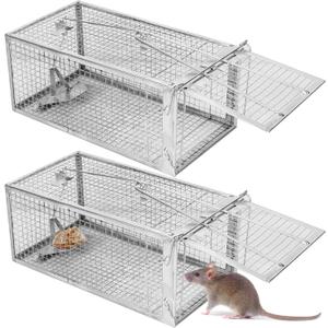 2-Pack Humane Rat Traps, Live Mouse Rat Cage Traps Catch and Release for Indoor Outdoor, Small Animals Traps, Easy to use,(10.6"x 5.5"x 4.5")