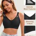 Jelly Bras for Women Full Coverage Plus Size Tshirt Bra Back Fat Smoothing Wireless Brasieres, Black, XL (Black, XL)