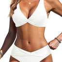 Yonique Women Two Piece Swimsuit - Knot Twist Bikini Set V Cut Bathing Suit 2026 Teen Bikini, Small