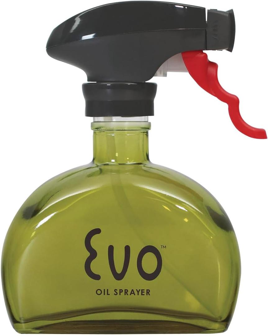 Evo Oil Sprayer Glass, Non-Aerosol for Olive, Cooking Oils, and Vinegars, Green, 6-Ounce Capacity