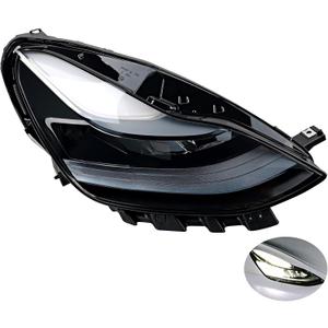 Full LED Headlights Assembly, Compatible with 2021-2023 Tesla 3 Tesla Y Base Mayor Performance Long Range Standard Estandar, Replace 1514953 151495300C Right Passenger Side Front Head Lights Assembly