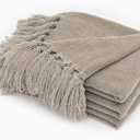 EVERGRACE Soft Chenille Throw Blanket for Couch, Cozy Plush Fuzzy Decorative Chenille Knit Throw Blanket with Tassels, Lightweight Blanket and Throws for Bed Sofa Gift Home Decor, Taupe 50"x60"