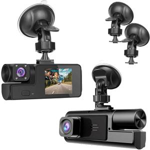 1080P Dual Dash Camera for Car Front and Inside Dashcam Car Security Video Recorder,170°Wide Angle Vehicle Cam, WDR, GSensor,2’’ IPS Screen, Loop Recording, Night Vision (Dual Dash Cam Without Card)