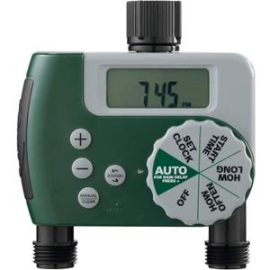 Orbit Programmable Digital Hose Watering Timer - 2 Outlet - Battery Powered - with LCD Screen - Built-in Rain Delay - Water-Resistant - 58910
