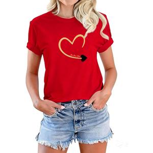 Womens Mens Lover Heart T-Shirt Couples Matching Casual Shirts Crew Neck Shirts Short Sleeve Tops (Red, XL)