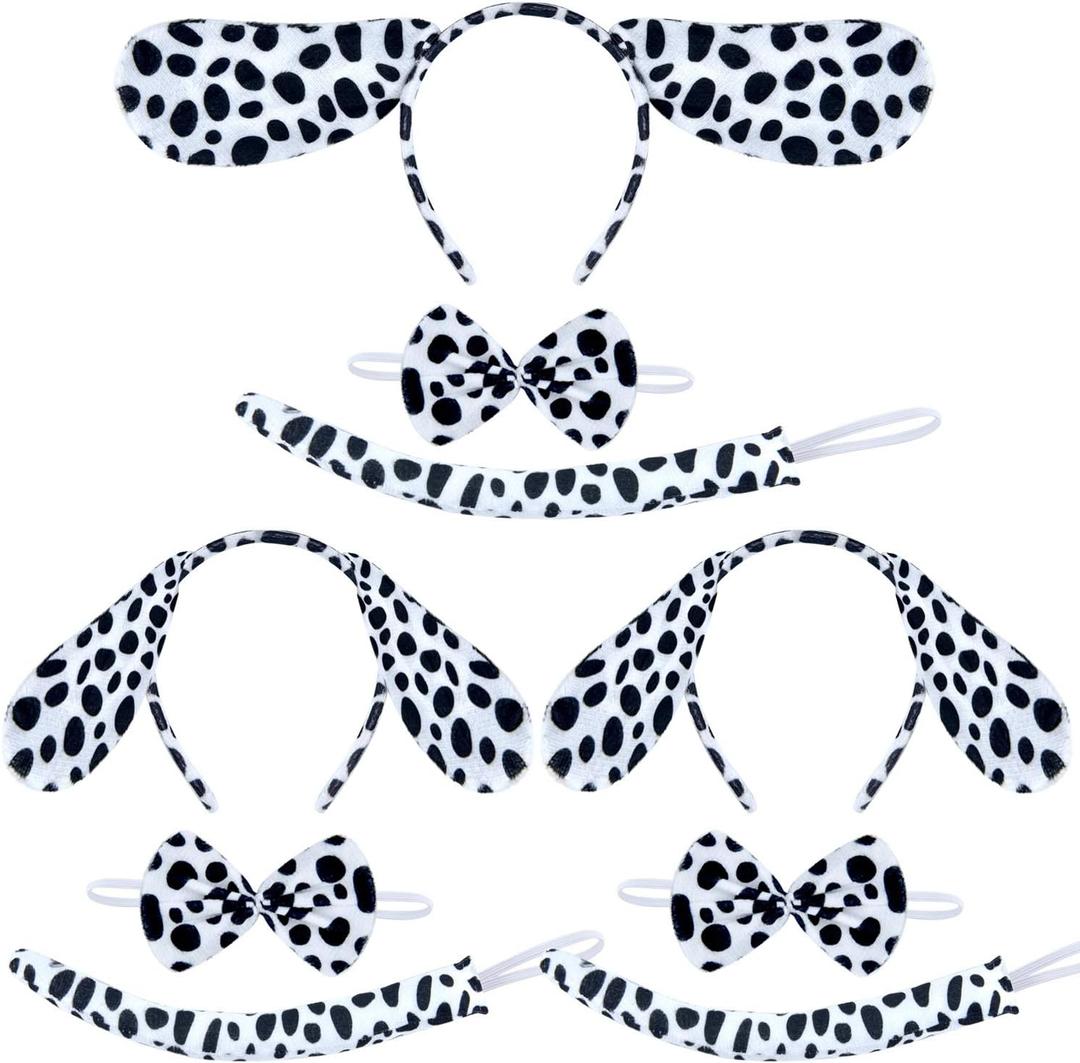 Coopay 9/120 Pieces Halloween Dalmatian Costume Set Puppy Dog Ears Headband Kit for Cosplay Costume Party Decoration
