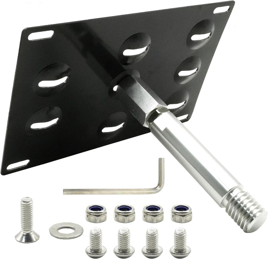 License Plate Holder Front Bumper, No Drill Front Bumper Tow Hook License Plate Mounting Bracket, Replacement for Mercedes C-Class E-Class S-Class CLA-Class