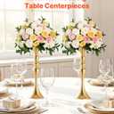 VEVOR 16 PCS Wedding Flower Vase, 15 in Tall Flower Table Centerpieces, Crystal Banquet Vases Easy Installation, Electroplated Versatile Arrangement Stand for Party Events Home Decor Reception, Gold