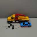 Dwi Dowellin Kids Toys for 3 4 5 6 7 Years Old Boys, 15" Large Tow Truck Toy,Friction Powered Transport Truck Crane Toy with Lights and Sounds,with Roadster,Toddlers Gifts