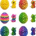 Anditoy 6 PCS Mini 3D Printed Dragon Eggs with Toys Inside Prefilled Easter Eggs for Kids Boys Girls Easter Basket Stuffers Gifts Party Favors