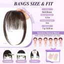 Yorda Bangs Hair Clip 100% Human Hair Clip in Bangs Fringe with Temples Wispy/French Bangs for Women Natural Looking for Daily Use (Wispy Bangs, Dark Brown)