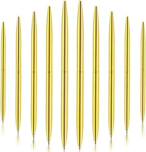 Outus 30 Pcs Gold Ballpoint Pens Slim Metallic Retractable Lightweight Pens Set 1mm Medium Point Pens for Wedding Guest Book Gift Business Office Teachers Christmas