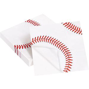 ADXCO 48 Pack Baseball Paper Napkins 13 x 13 Inches Disposable Cocktail Napkins for Sports Themed Party, Birthday, Baseball Theme Party Supplies