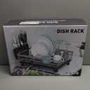 MOUKABAL Dish Drying Rack, Dish Rack, Stainless Steel Dish Racks for Kitchen Counter, Dish Drainer with Removable Utensil Holder, Drainboard (Black,13''W x 17''L)