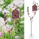 VEWOGARDEN Metal Bird Houses for Outside with Pole, Outdoor Bird House Feeder for Patio Yard Garden Decorations, Copper