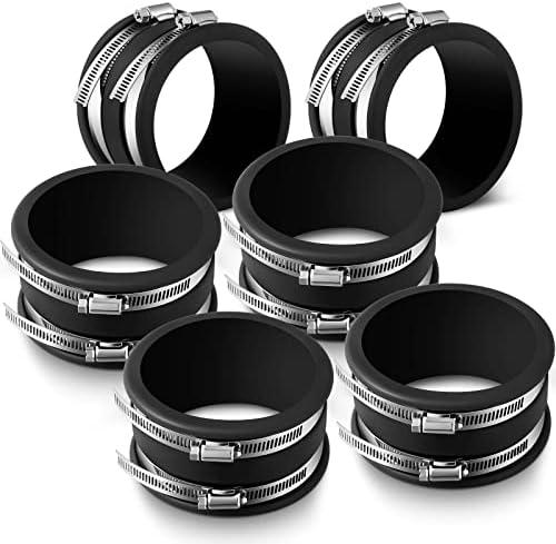 Minatee 6 Pcs 4 Inch Dust Control Flex Cuffs with Stainless Steel Hose Clamps, Flexible PVC Coupling for Plastic and Copper Plumbing Connections, Connector Ports Dust Collection Fittings