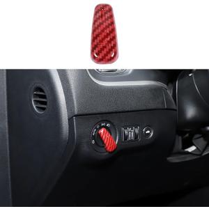 Headlight Control Switch Knob Cover Trim for 2015-2023 Dodge Challenger, for 2010-2023 Dodge Charger, for 2011-2023 Dodge Durango (Red Carbon Fiber)